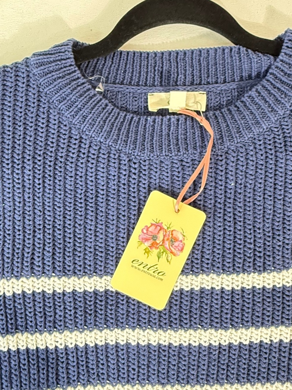 Entro Blue Stripe Mixed Media Sweater Dress NWT - Picture 6 of 7
